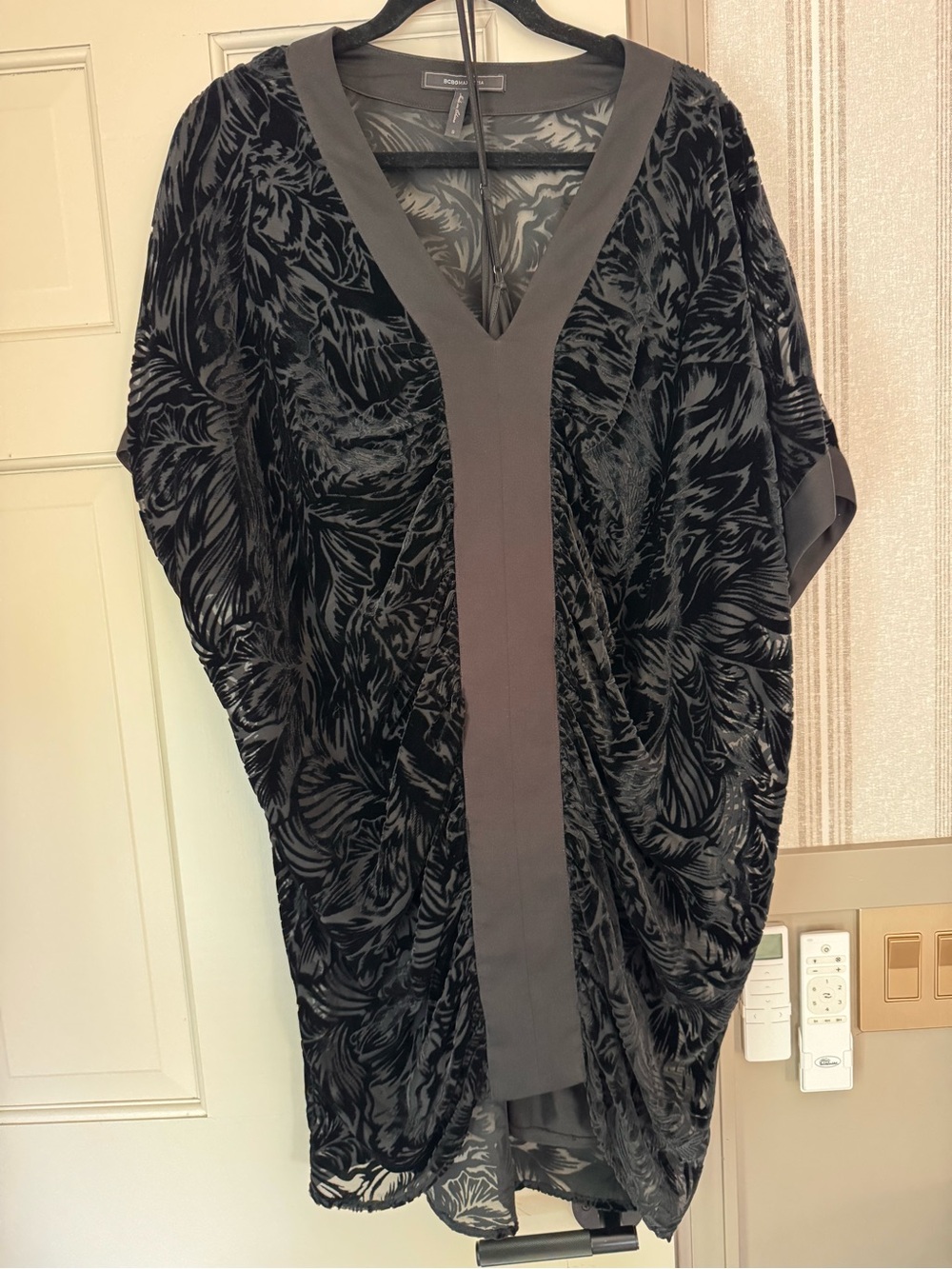 BCBGMaxAzria Black Velvet Burnout Jacket